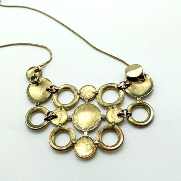 NY Signed Brushed Gold Circle Choker Necklace Contemporary - Picture 3 of 10